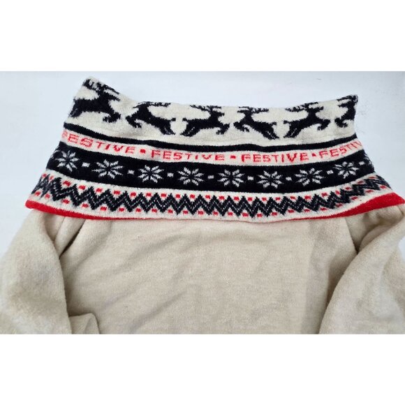 Festive Reindeer & Snowflake Knitted Sweater wool blend soft warm cottagecore - Picture 3 of 8